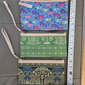 Cute Printed Wristlet Bags - For School, Makeup, Travel SET OF 3